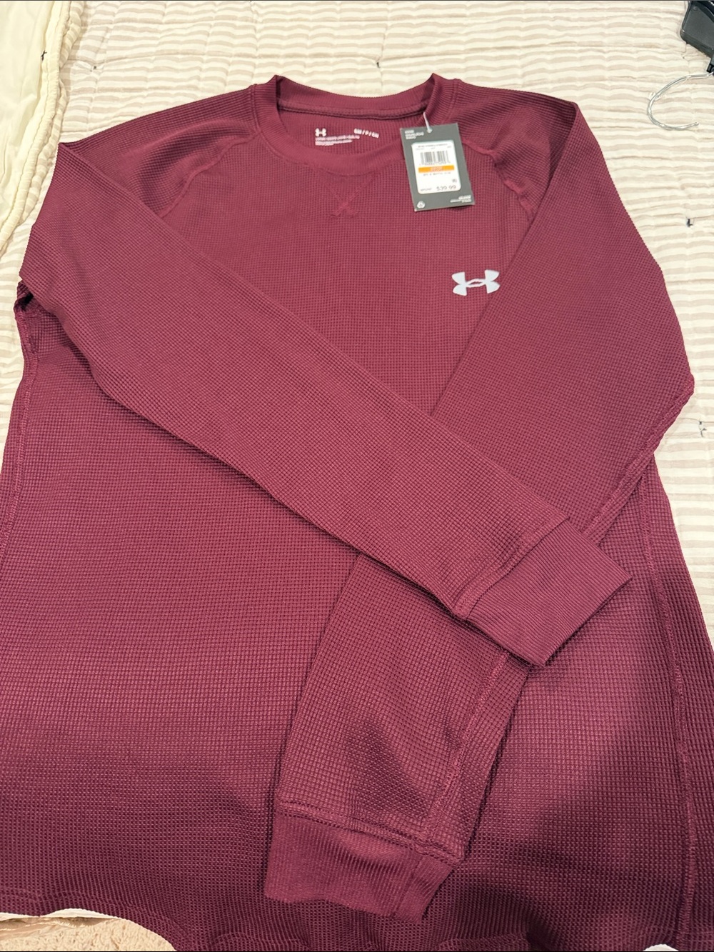 Under Armour Men’s Waffle Thermal Shirt - Burgundy